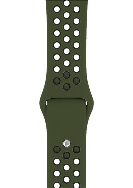 Apple Watch Uyumlu Series 2 44 mm Fileli Kordon Haki-Siyah