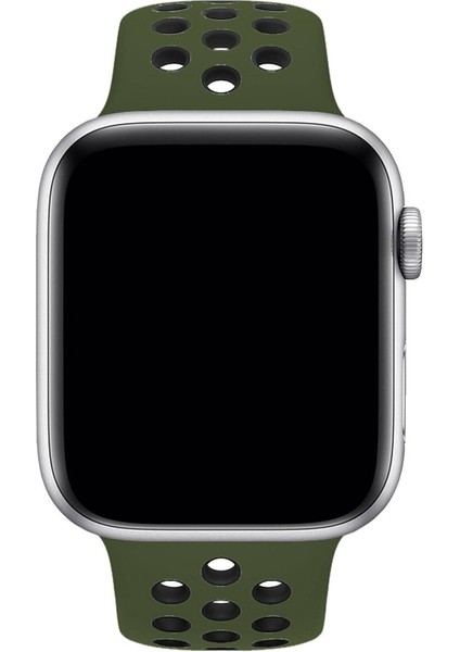 Apple Watch Uyumlu Series 2 44 mm Fileli Kordon Haki-Siyah