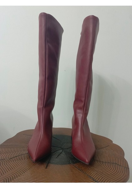 Bordo Uzun Kadın Çizmesi fiyatları