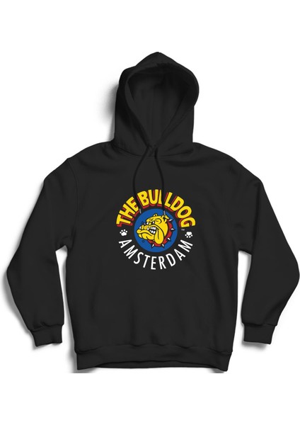 Bulldog, Amsterdam, Köpek Temalı Unisex, %100 Pamuklu Kapüşonlu Sweatshirt Hoodie