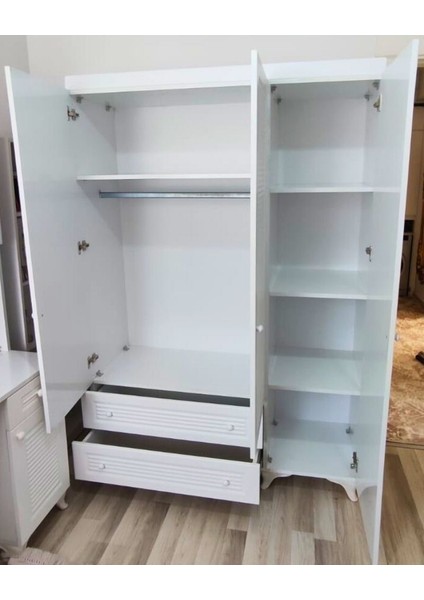 3 Kapaklı Beyaz Panjur Mdf Dolap – Şık, Dayanıklı ve Geniş Depolama Alanı modelleri