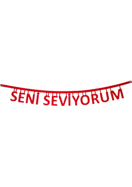 Seni Seviyorum Özel Gün Yazısı Keçe Yazı Kırmızı 90 cm DEPAKECE1006