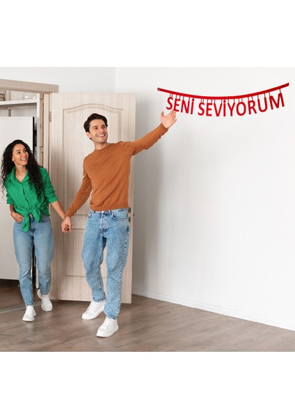 Seni Seviyorum Özel Gün Yazısı Keçe Yazı Kırmızı 90 cm DEPAKECE1006 fiyatları