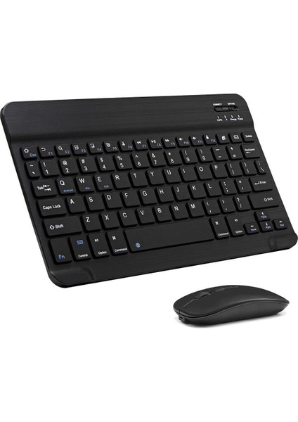Acer Iconia Tab P10 10.4" Uyumlu Kablosuz Bluetooth Şarjlı Klavye ve Şarjlı Mouse Seti - Siyah