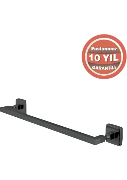 Paslanmaz Pirinç Kumru Kare Boru Uzun Havluluk 50CM Mat Siyah