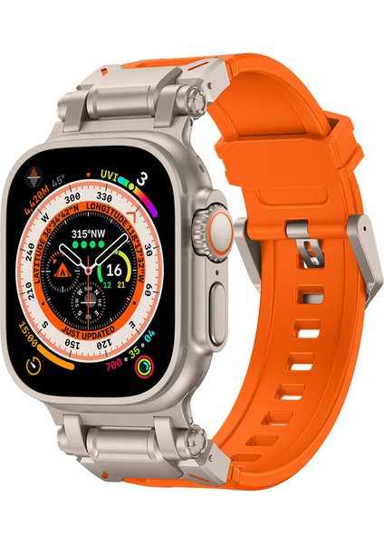 Watch Ultra 49MM KRD-101 Titanyum Metal Başlıklı Silikon Kordon