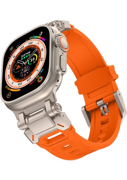 Watch Ultra 49MM KRD-101 Titanyum Metal Başlıklı Silikon Kordon modelleri