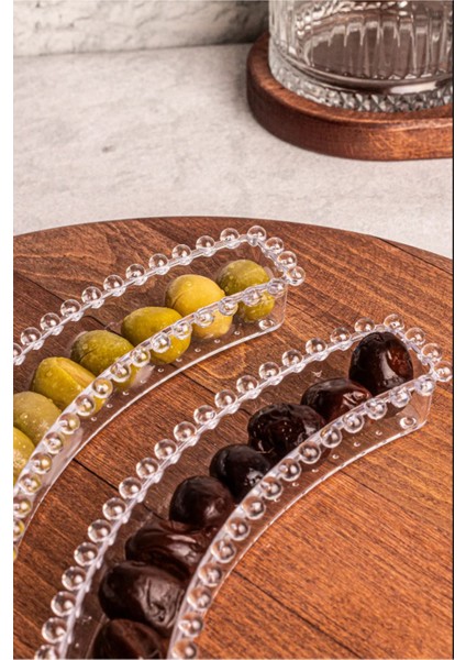 2`li Kristal Boncuklu Mika Zeytinlik Sunumluk Kristal Zeytin Kahvaltılık Sunum Tabağı modelleri