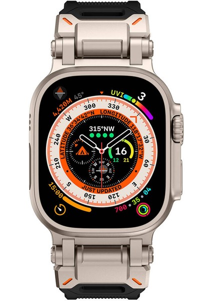 Watch Ultra 49MM KRD-101 Titanyum Metal Başlıklı Silikon Kordon fırsatları