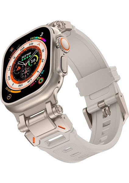 Apple Watch Ultra 49MM KRD-101 Titanyum Metal Başlıklı Silikon Kordon modelleri