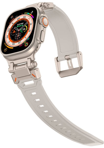 Apple Watch Ultra 49MM KRD-101 Titanyum Metal Başlıklı Silikon Kordon indirimleri