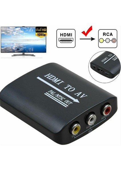 HDMI To Av Rca Tos Çevirici Dönüştürücü Adaptör HDMI To Av Rca