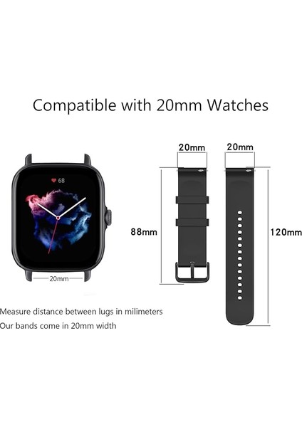 Amazfit Bip / Amazfit Bip 3 / Amazfit Bip 3 Pro Uyumlu Tokalı Silikon Kordon 20MM