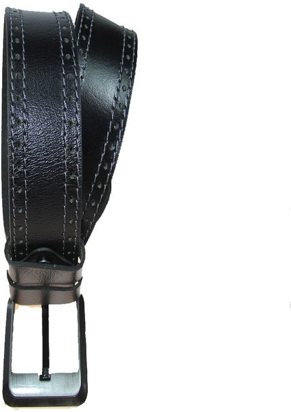 Deri Erkek Spor Nakışlı Kot Kemeri 4,5 cm