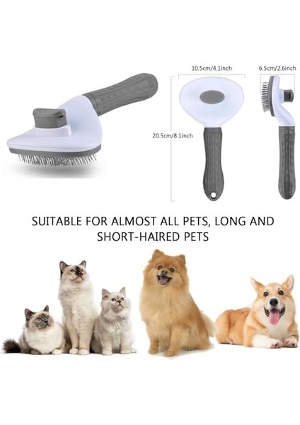Kedi Fırçası, Kendi Kendini Temizleyen Koparma Fırçası, Iç Yün, Kedi Tarağı, Köpek Fırçası, Kısa Ila Uzun Tüylere Uygun, Yumuşak Kediler Için Uygun, Kısa Tüylü Çekme Fırçası (Gri)