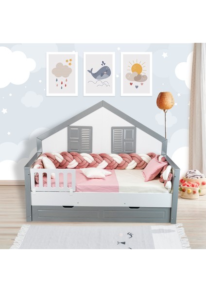 Kadife ,pamuklu 6 Parça 90X190 cm Montessori Yatak,tek Kişilik Montessori Uyku Seti