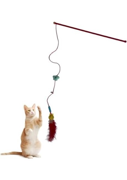 AEE Kedi Oltası Işıklı Tüylü Çanlı Kedi Oyuncağı 105cm