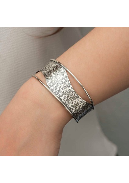 925 Ayar Gümüş Eskitme Desenli Bilezik (T6120) (324324) modelleri