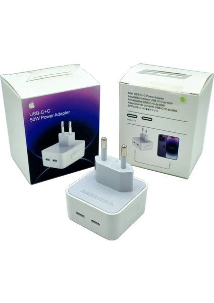 50W Iphone Tüm Serileriyle Uyumlu Hızlı Şarj Başlığı Beyaz