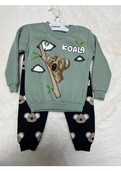 Sevimli Koala Nakışlı Üç Iplik Kız Takım