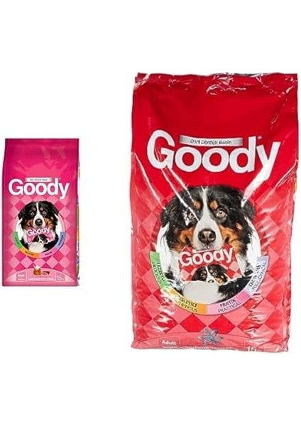 Kuzulu ve Pirinçli Köpek Maması 15 kg ve Goody High Energy Yetişkin Köpek Maması 15 kg