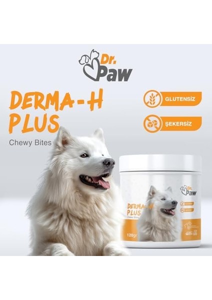 - Derma H Plus: Tüy ve Cilt Sağlığı Destekleyici Köpekler Için Glutensiz ve Şeker Ilavesiz Çiğnenebilir Tablet (120 Gr)