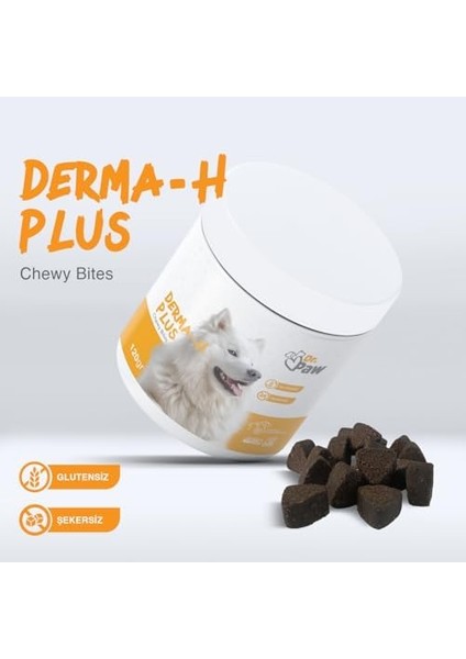 - Derma H Plus: Tüy ve Cilt Sağlığı Destekleyici Köpekler Için Glutensiz ve Şeker Ilavesiz Çiğnenebilir Tablet (120 Gr)