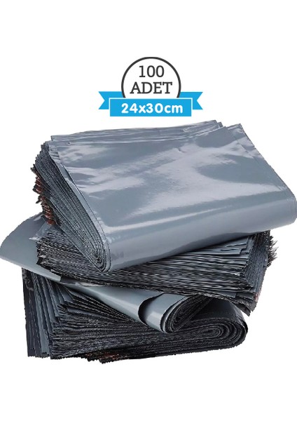 24X30 Cepsiz, Gri ​​kargo Poşeti (100'LÜ Paket) – Sağlam ve Suya Dayanıklı E-Ticaret Ambalaj-Paketleme