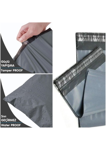 30X38 Cepsiz-Gri Kargo Poşeti (100'LÜ Paket) , Sağlam-Suya Dayanıklı Ambalaj-Paketleme E-Ticaret Poşeti
