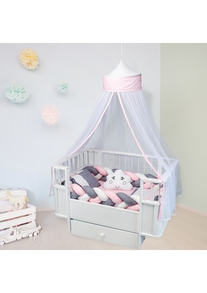 Örgülü Pamuklu 6 Parça 70X130 cm Beşik Uyku Seti,bebek Uyku Takımı,anne Yanı Set