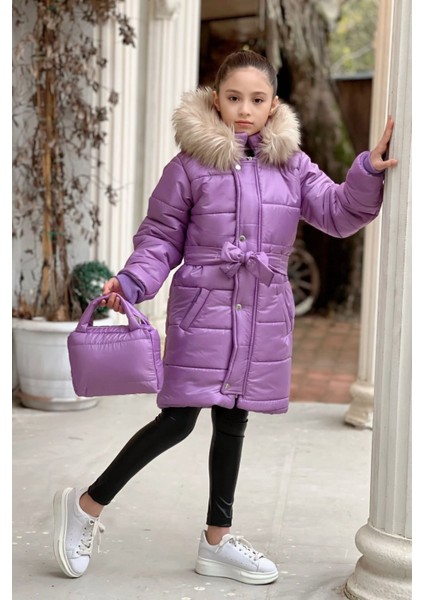 Kız Çocuk Su Geçirmez Uzun Şişme Mont Çantalı fiyatları