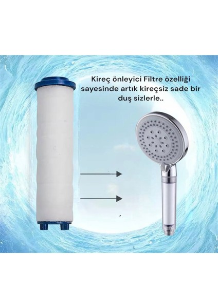 5 Adet Yedek Filtreli Duş Başlığı Kireç Önleyici Özellikli Su Tasarruflu Lüks Model