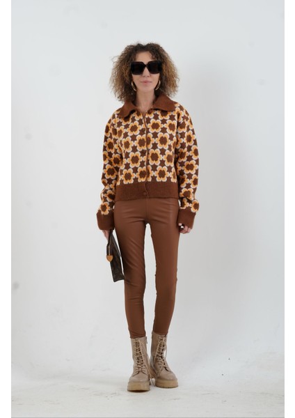 Polo Yaka Çiçek Desen Hırka fiyatları