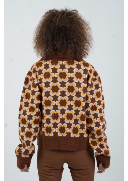 Polo Yaka Çiçek Desen Hırka modelleri