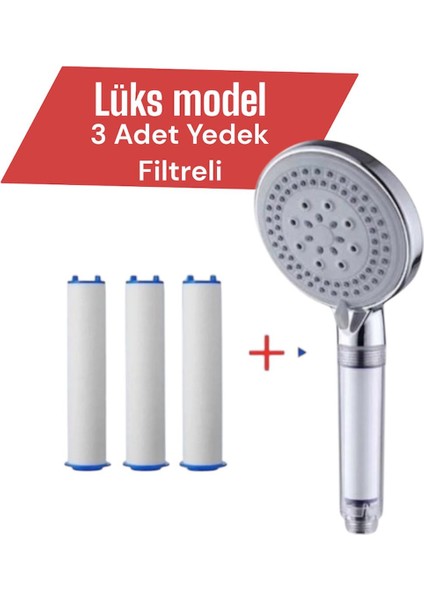 Su Tasarruflu Kireç Önleyici Özellikli 3 Adet Yedekli Lüks Model Duş Başlığı