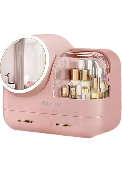 S50 Led Fan Makyaj Organizer Seti Pembe