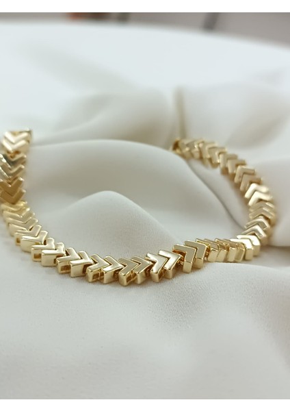 Balık Kılçığı Gold Bileklik