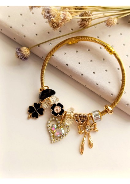 Bileklik PandoRSB altın kaplama 316 L çelik + hediye paket