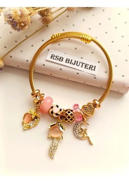 Bileklik PandoRSB altın kaplama 316 L çelik + hediye Paket