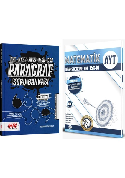 Ayt Matematik Deneme ve Paragraf Soru Bankası Seti 2 Kitap