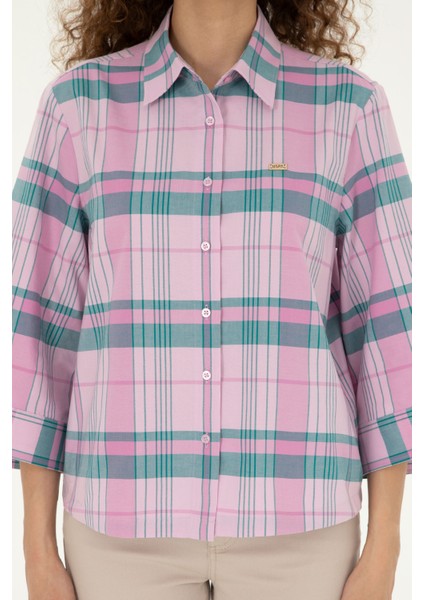 Kadın Pembe Gömlek Desenli 50289145-VR041