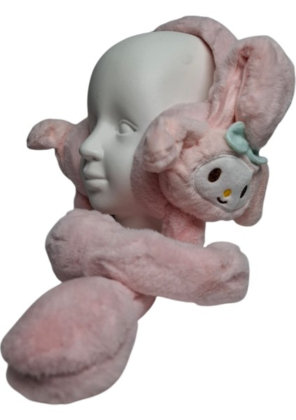 Kız Çocuk Pembe Renk Kromi Figürlü Oynar Kulaklık ve Sesli Kışlık Peluş Kulaklık fiyatları