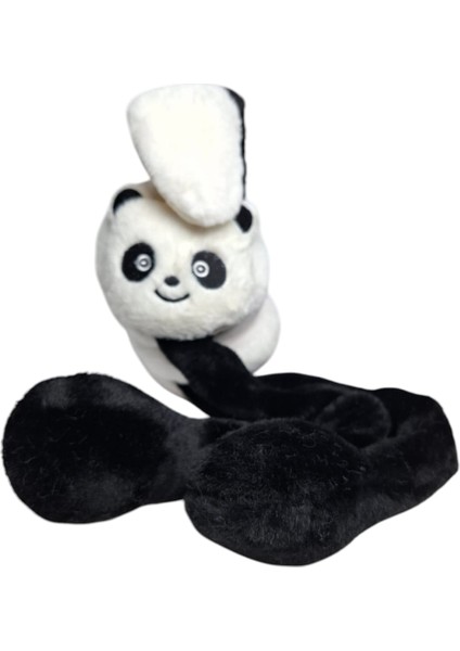 Ünisex Kız ve Erkek Siyah Beyaz Renk Panda Figürlü Oynar Kulak ve Sesli Kışlık Peluş Kulaklık fırsatları