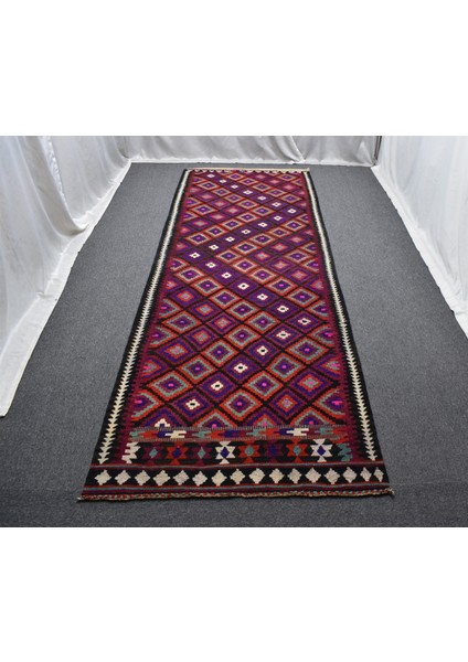 Yeni El Dokuma Otantik Geometrik Erzurum Yün Yolluk Kilim 5487
