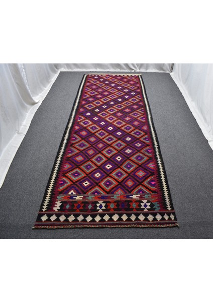 Yeni El Dokuma Otantik Geometrik Erzurum Yün Yolluk Kilim 5487