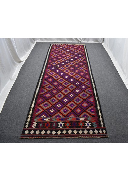 Yeni El Dokuma Otantik Geometrik Erzurum Yün Yolluk Kilim 5487