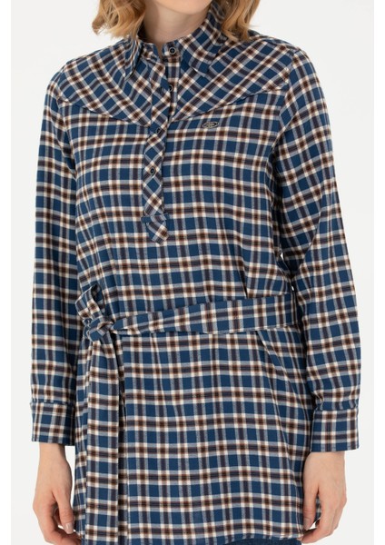 Kadın Lacivert Gömlek Desenli 50271513-VR033