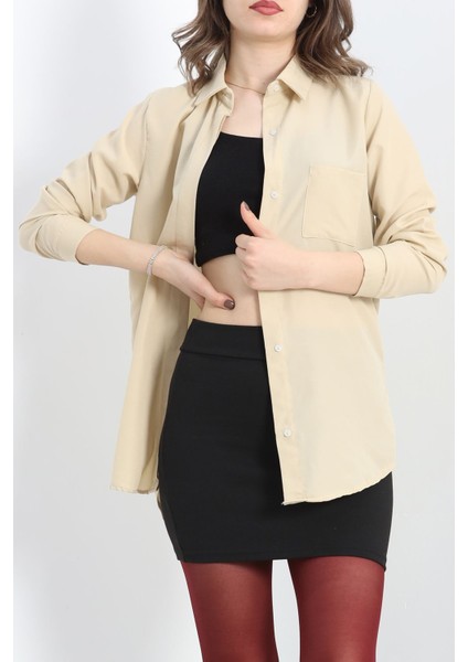 Tek Cepli Gizli Düğme Poplin Gömlek Bej - 25524.1874. indirimleri