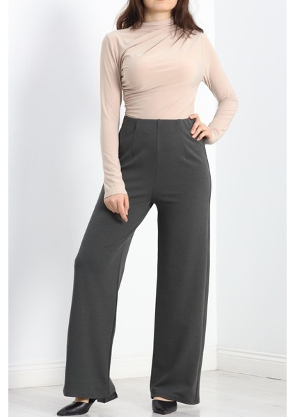 Pensli Bol Kesim Krep Pantolon Boyalıantrasit - 20910.1605. modelleri