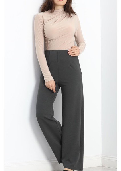 Pensli Bol Kesim Krep Pantolon Boyalıantrasit - 20910.1605. indirimleri